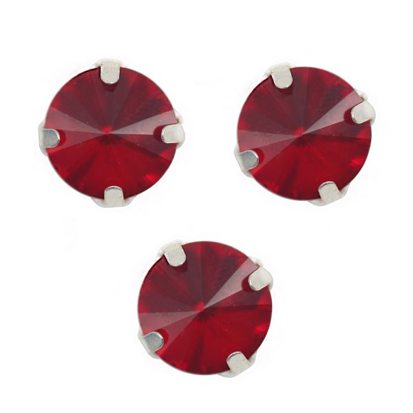 Хрустальные стразы в цапах круглой формы, красный 10 мм, 5 шт. Astra&Craft, РЦ008НН10