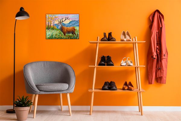 Алмазная (кристальная) мозаика Фрея ALPD-131, на подрамнике Олень в горах, 40х30 см