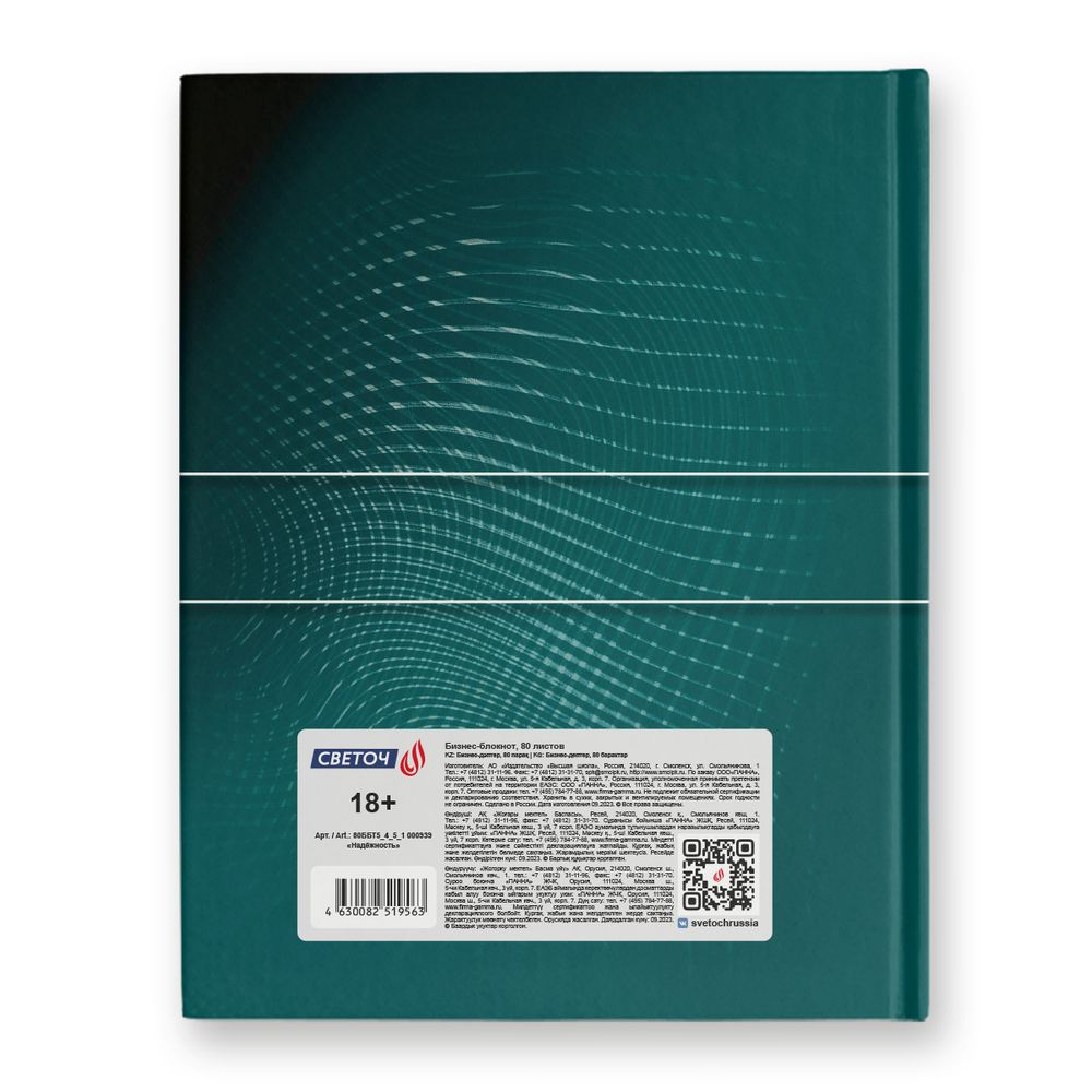 Бизнес-блокнот, глянцевая ламинация, A5+ 80 л. 22 шт, клетка, Надёжность 000939, Светоч 80ББТ5_4_5_1
