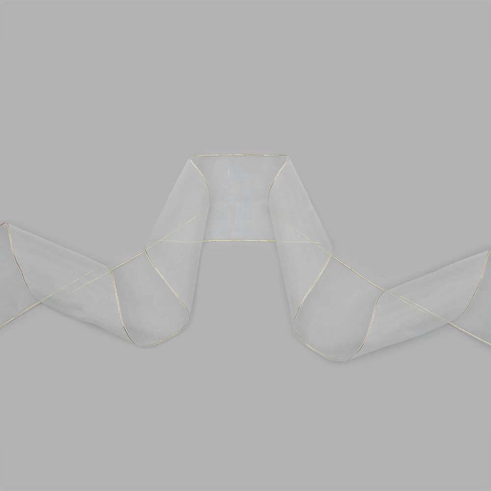 Лента органза с метан. 80мм / 25м (1 белый), С3651Г17