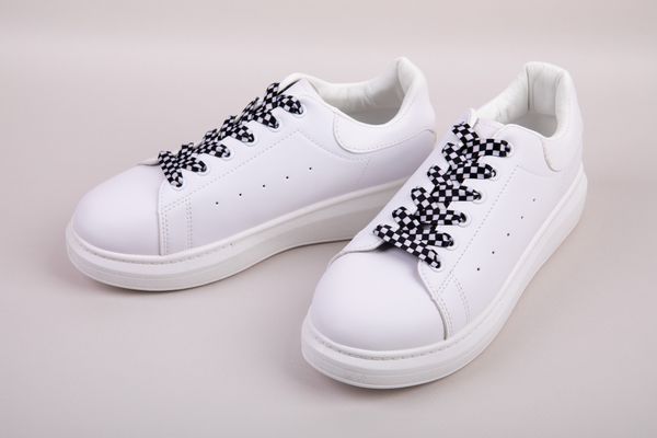 Шнурки 10 мм, 120 см, 1 пар(a), №05 бело-черный (шахматы), Gamma SHL-01/01