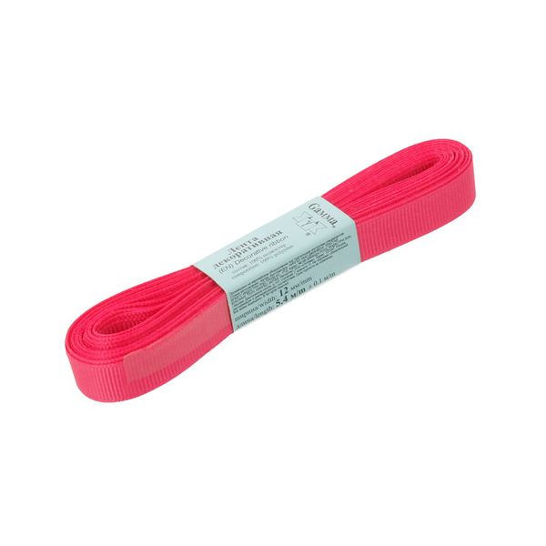 Лента репсовая нарезка 12.0 мм / 10 шт по 5.4 метра, 037 т.розовый, Gamma GR-12