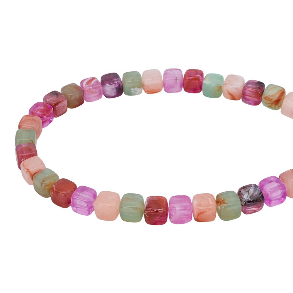 Бусины акрил ⌀6.5х6.6 мм, 50 г, прозрач. в цвете, куб, Astra&Craft (кварцевый микс), 4658