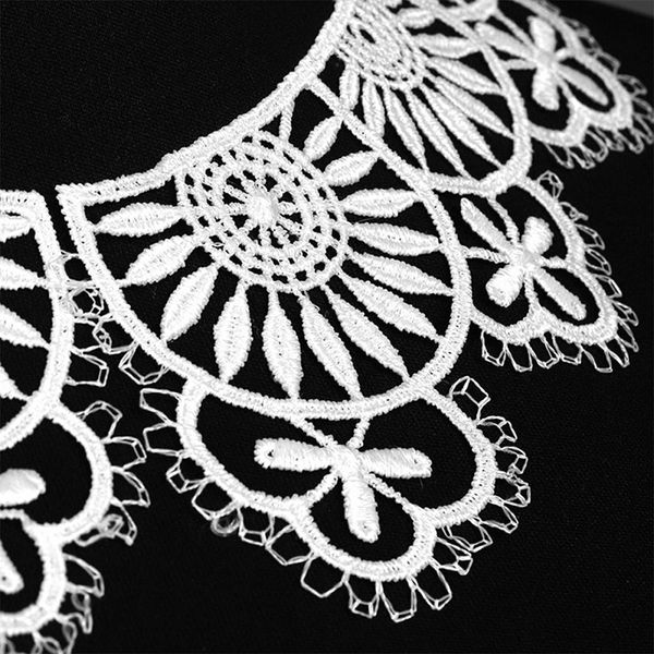 Пришивной кружевной воротник гипюр Kruzhevo 23 см, TR.24GY09 белый, уп.50 компл