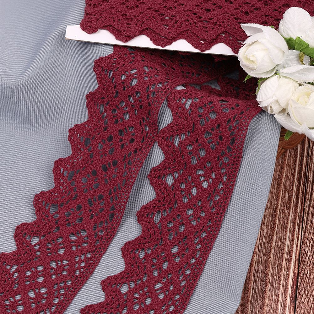 Кружево вязаное (тесьма) 50 мм / 3 метра, хлопок, TBY.1003, F178 бордо