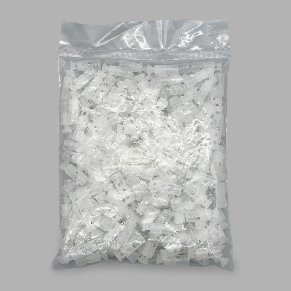 Фиксатор (зажим) для шнура пластик 2 отв., ⌀4.4 мм, 24х8 мм, цилиндр, прозрачный, 200 шт