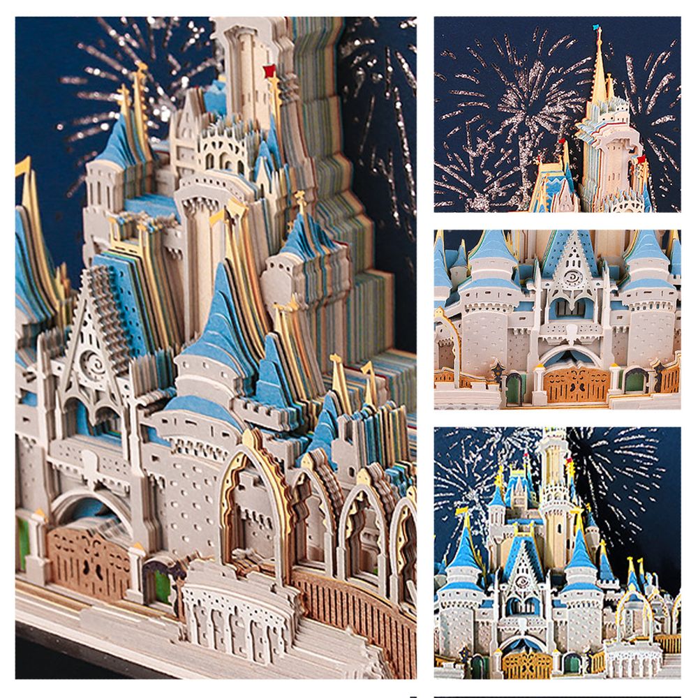 Блок бумажный для записей в виде 3D-заметок с подсветкой 200-250 г/м², 9х4х8 см, 148 л, Сказочный замок BBZ-03, BBZ-03