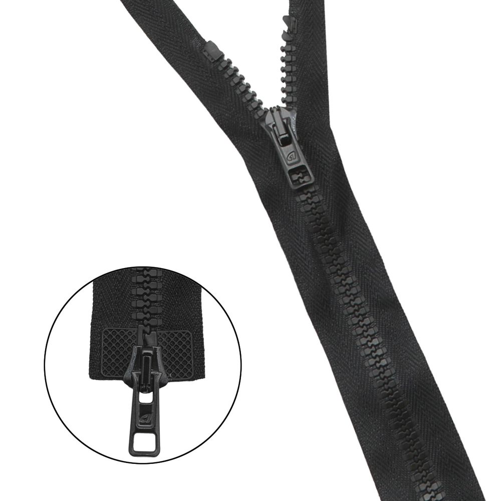 Молния трактор Arta Т6 (6 мм) 2 зам., разъем., 120 см, ОПТ. УП. 25 ШТ., 077 черный