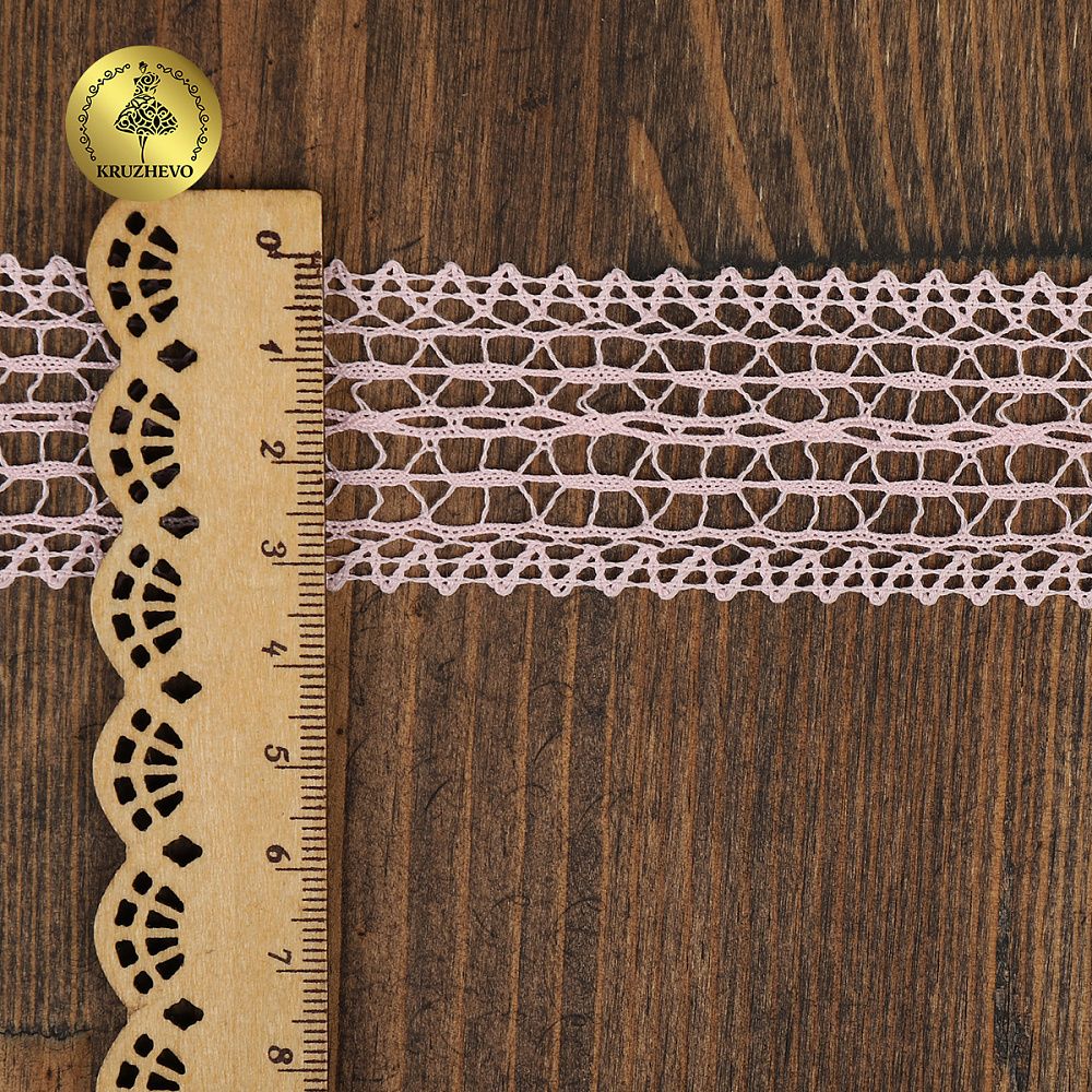 Кружево вязаное (тесьма) 25 мм / 10 метров, D1002, тонкая нить, цв.F133 розовый, Kruzhevo