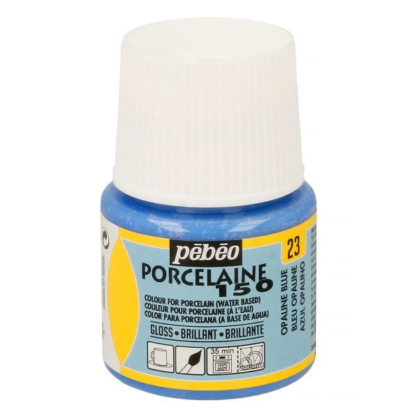 Краска по фарфору и керамике (под обжиг) глянцевая Porcelaine 150 45 мл, 024-023 синий опаловый, Pebeo