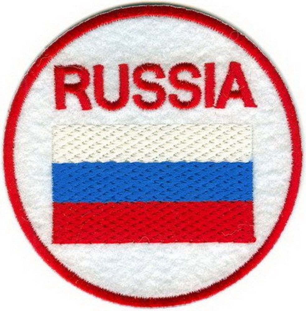 Термоаппликация Russia, цв.красн/бел/син ⌀80мм, 10 шт