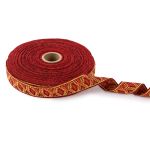 Лента (тесьма) жаккардовая 30.0 мм / 25±1 метров, Орнамент для северных народов, рис 9854 №3 красн/желт/черный, Gamma C3881