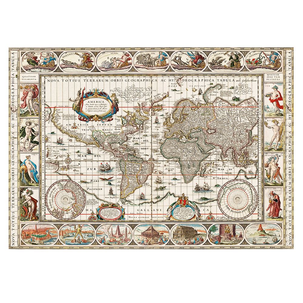 Пазл. Премиальная коллекция 2000 элементов, TOP-PZL-2000/01 Географическая карта мира (1635-1649), Фрея