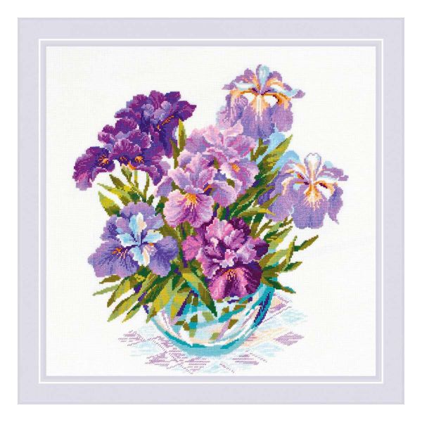 Набор для вышивания нитками Риолис, Ирисы в вазе, 45х45 см