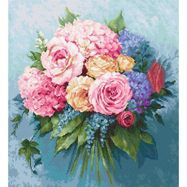Набор для вышивания нитками Luca-S, Букет 33,5х37см
