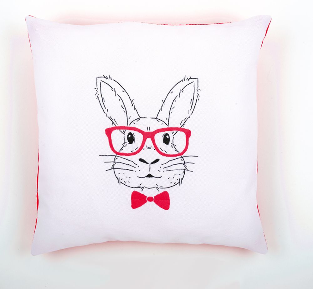 Vervaco, подушка Кролик в розовых очках, 40х40 см