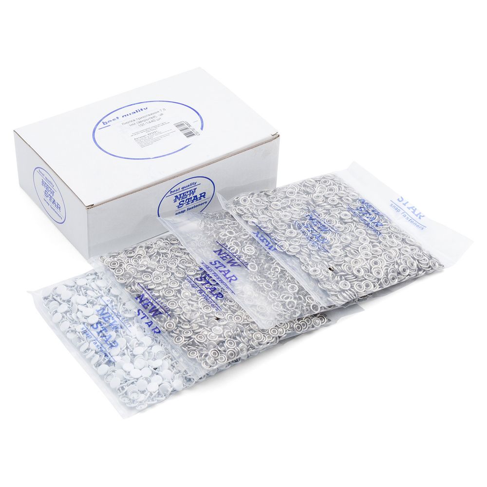 Кнопка рубашечная (джерси) закрытая ⌀7.8 мм, ≈1440 шт, МЕТАЛЛ, эмаль, 101 белый, NEW STAR