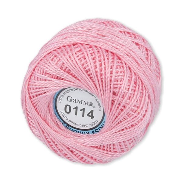 Пряжа нитки Ирис / уп.10 мот. по 10г, 82м,±3 м, 0114 св.розовый, Gamma