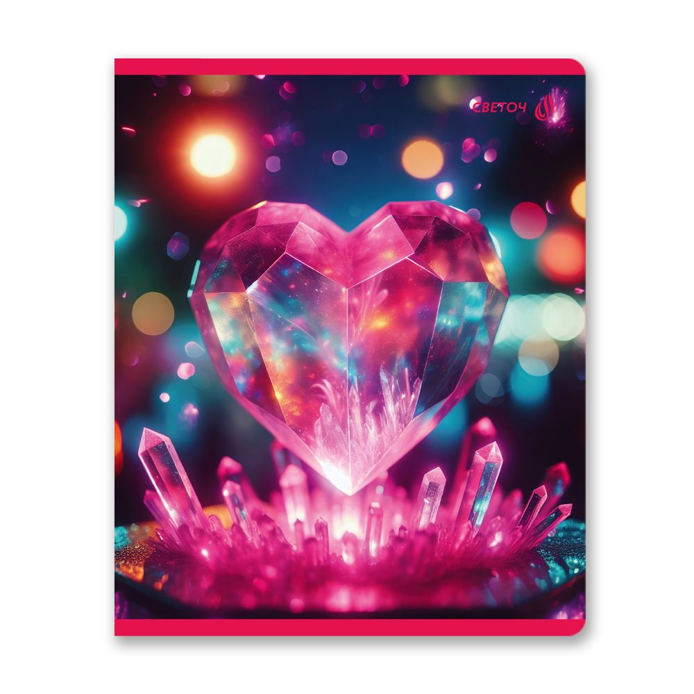 Тетрадь ученическая общая, выборочные блёстки, A5+ 48 л. на скобе 65 г/м², белизна 100 %, 10 шт, клетка, 01129 Микс-Розовый кристалл, Светоч Т83