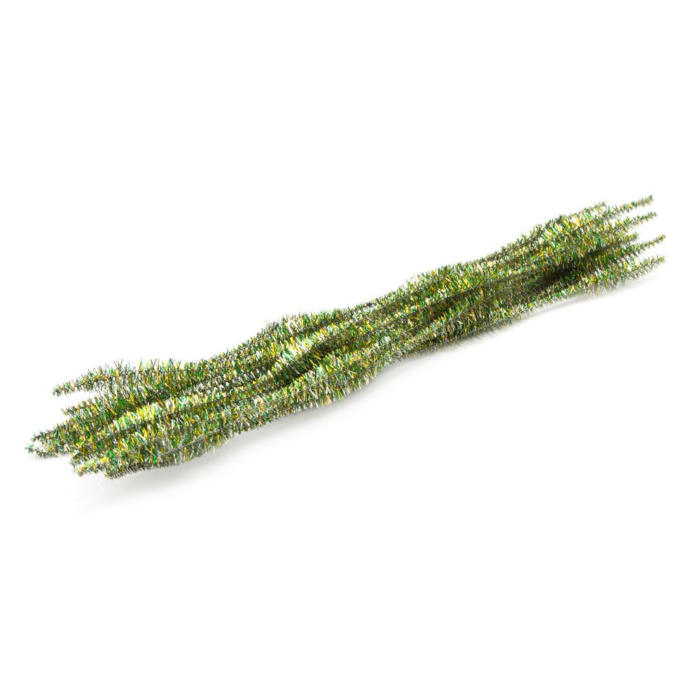 Проволока синельная блестящая Цветок 12 мм / 300мм, 15 шт, Astra&Craft (B-043 зеленый/желтый)