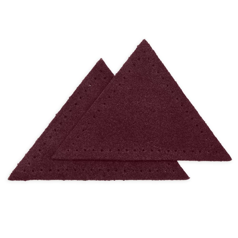 Заплатки пришивные из замши треугольник 8х8х8 см, с перфорацией, 2шт/уп, 31 бордовый, 59903