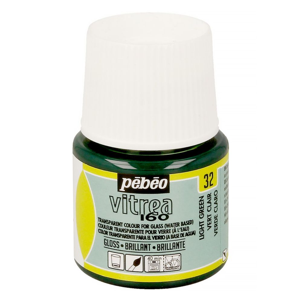 Краска по стеклу (под обжиг) глянцевая Vitrea 160, 45 мл, 111032 св.зеленый, Pebeo