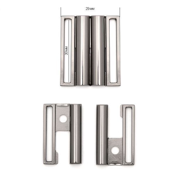 Пряжка ременная металл под резинку 30 мм 29х34 мм, цв. т.никель, уп. 10 шт