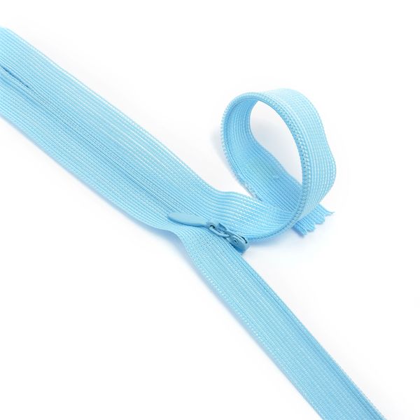 Молния потайная (скрытая) Т3 (3 мм) 1 зам., н/раз., 20 см, цв.F184 голубой уп.50 шт