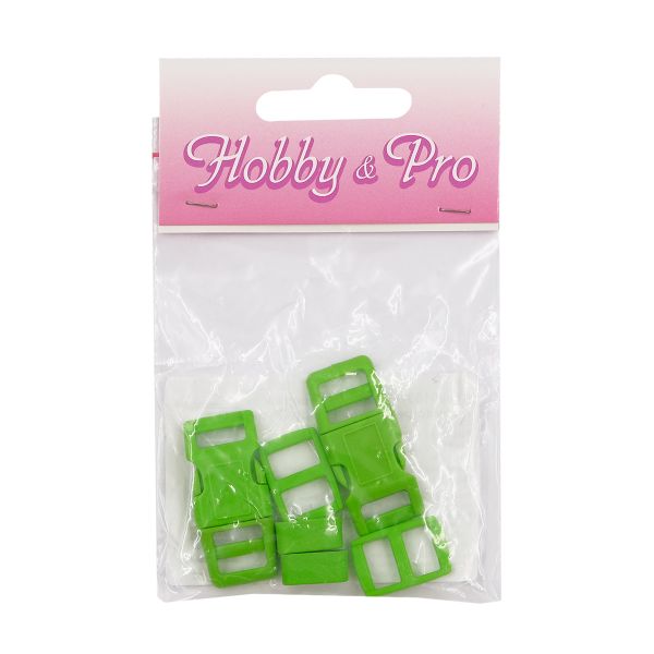 Фастекс (пряжка трезубец), рамка и рамка-регулятор 10мм, пластик, (2 компл.) Hobby&Pro, зеленый, A03001037-10