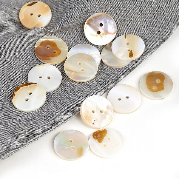 Пуговицы перламутр (ракушка) TBY.80146 цв.белый 36L-23мм, 2 прокола, 10 шт