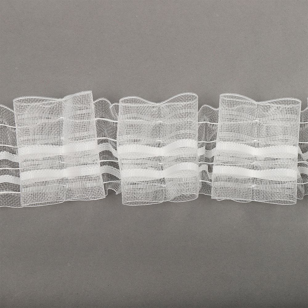 Лента (тесьма) шторная: сборка бантовая (1:2.5) 60 мм / 50 метров, цв.прозрачный