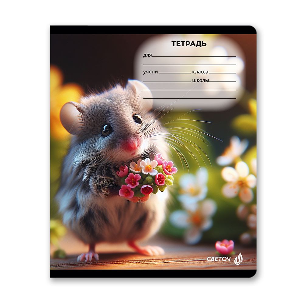 Тетрадь ученическая школьная, A5 18 л. на скобе 65 г/м², белизна 100% 20 шт клетка, 01414 Любопытные мордочки, Светоч Т75