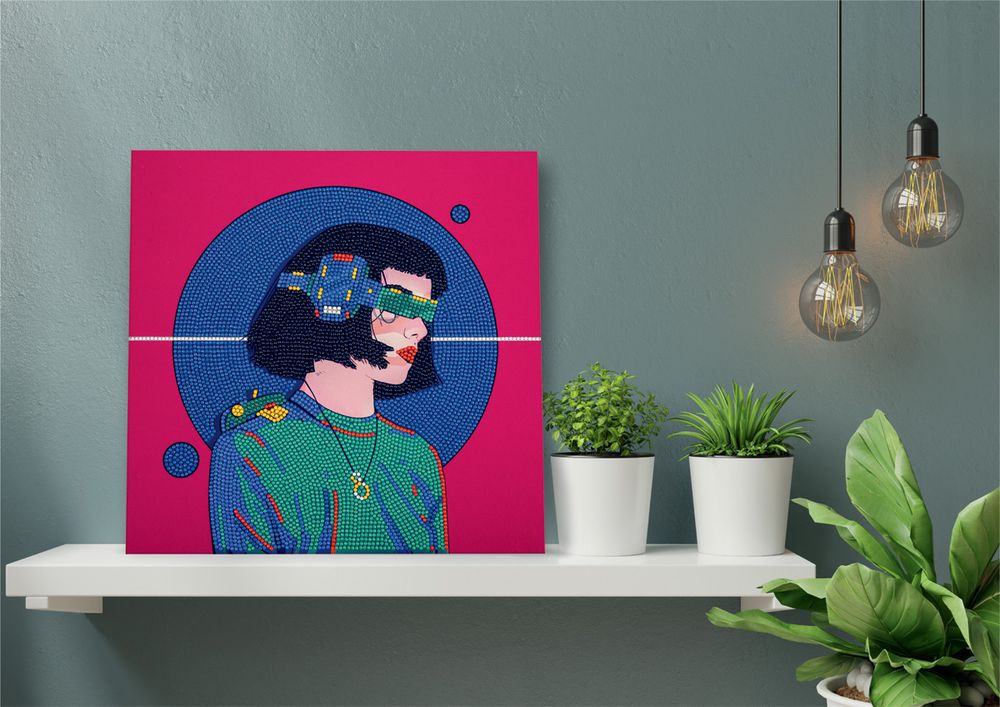Алмазная (кристальная) мозаика Фрея ALBP-301, постер Кибер девушка, 30х30 см