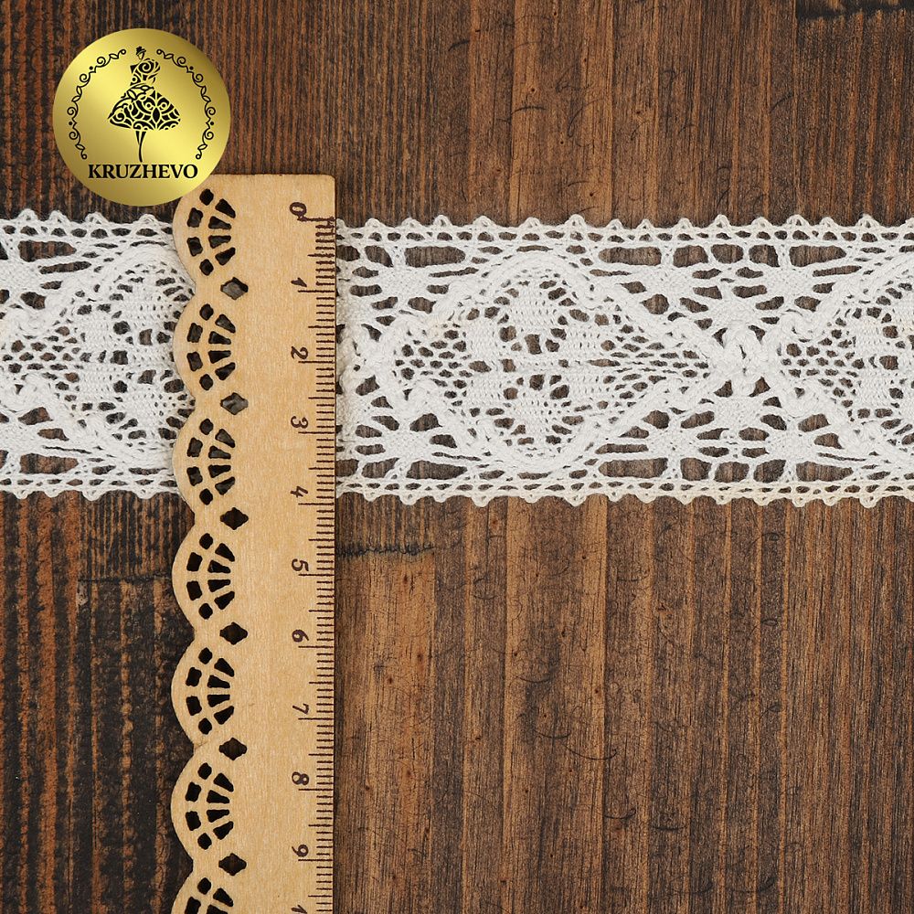 Кружево вязаное (тесьма) 40 мм / 10 метров, D1003 цв.01 белый, Kruzhevo