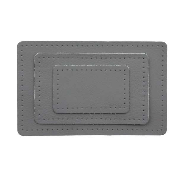 Набор заплаток пришив. из кожи, прямоуг-к 4х6,4см, 6х9,6см, 8х12,7см, с перфорацией, 3 шт (07 серый), 9403