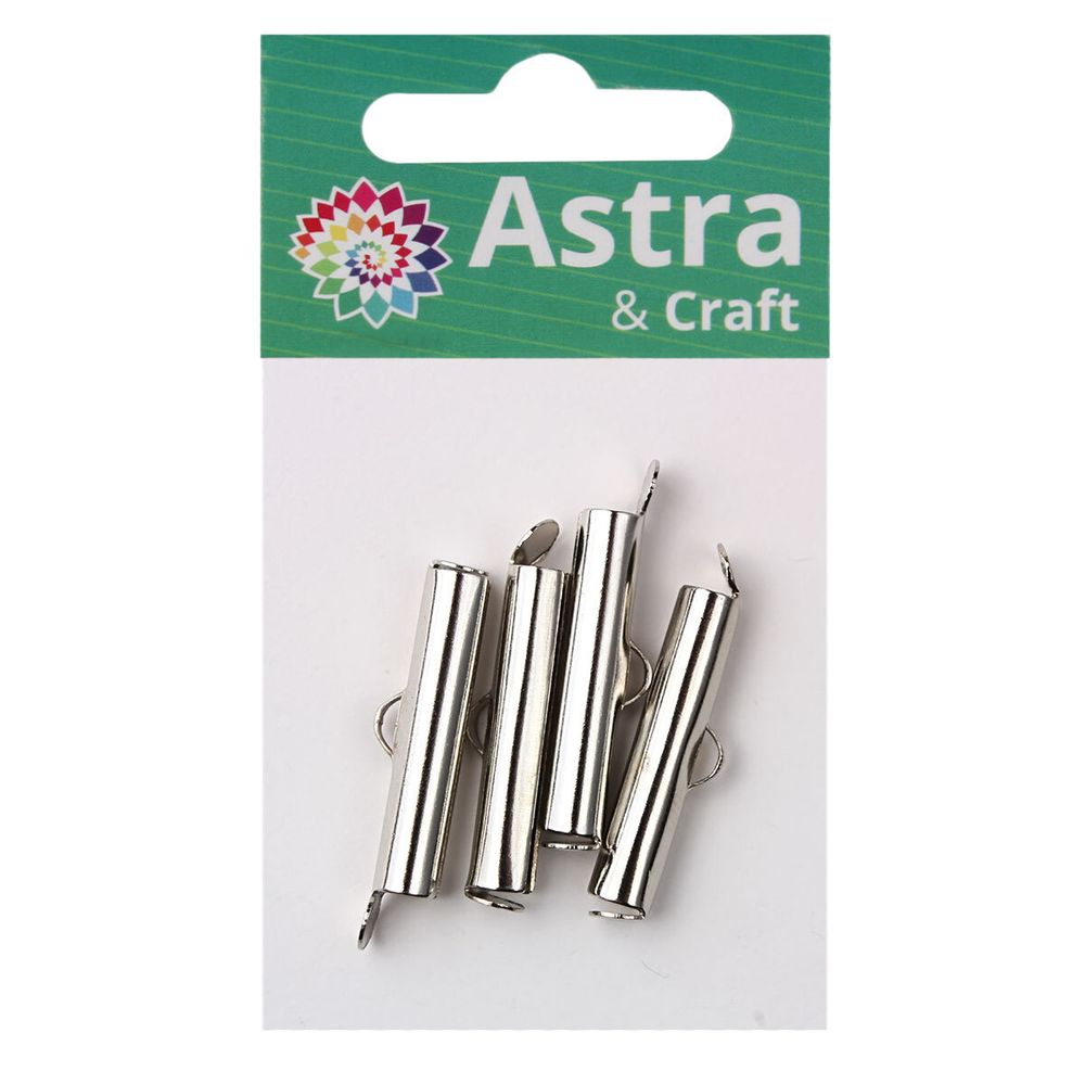 Концевик для бисерного полотна, 20 мм, 4 шт/упак, Astra&Craft (никель) 4AR2035