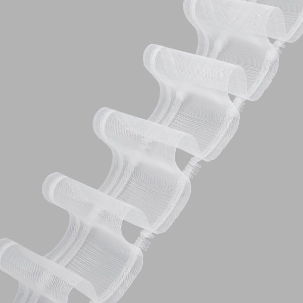 Лента (тесьма) шторная: сборка волна (1:2) 100 мм / 10 метров, (2 ряда петель, 2 шнура), прозрачный, 1088-О