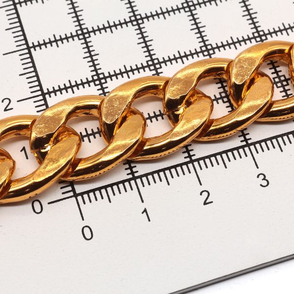 Цепь алюминиевая 20 мм, 13,5 мм, боб(10 м) (золото) K9363