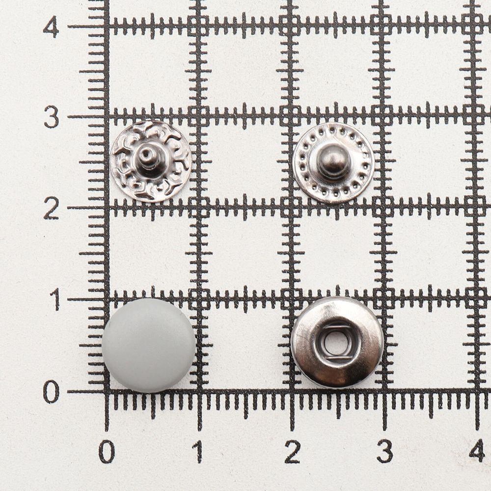 Кнопка Альфа (S-образная) ⌀10.0 мм, ≈144 шт, МЕТАЛЛ, эмаль, 523 св.серый матовый + отв.части чер.никель, ВТ-2, NEW STAR