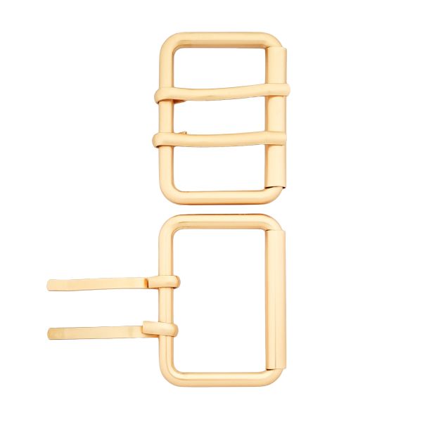 Пряжка прямоугольная 45 мм, с двумя язычками, металл (Gold Золото матовое), МТ_1864, 6 шт