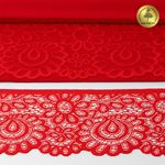 Кружево эластичное (стрейч) 90 мм, TBY.YSTL00839.N, SD163 красный, 25м, Kruzhevo