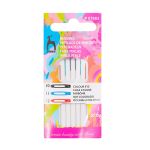 Иглы ручные для бисера с цветн. ушком, №10,11.12, серебро/цв. черный/голуб, красн.6 шт, Pony