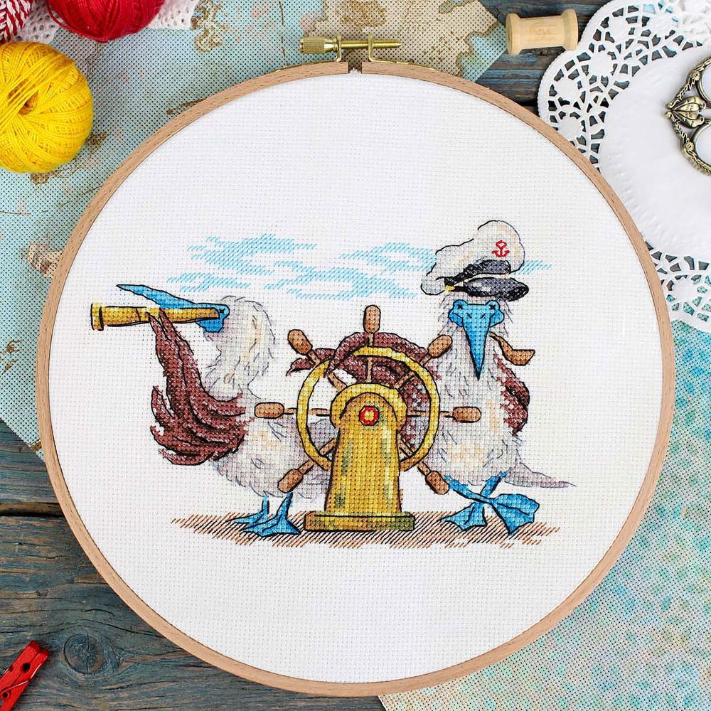 Набор для вышивания нитками МП Студия, Прямо по курсу 12х17см