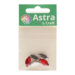 Хрустальные стразы в цапах формы миндаль, красный 7х15 мм, 5 шт, МЦ006НН715