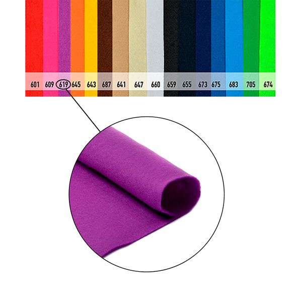 Фетр рулонный жесткий 1.0 мм, 100 см, рул. 10 метров, цв. 619 сирень