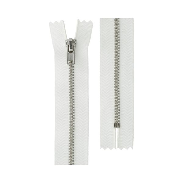 Молния металл Т3 (3 мм) 1 зам., н/раз., 18 см, никель, 001 белый, ZIP 3N Gamma, 10 шт