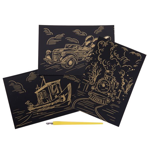 Набор для творчества Гравюра мини Навстречу приключениям (золото), 10х15 см, 1х3 шт, Hobbius GHPM-17