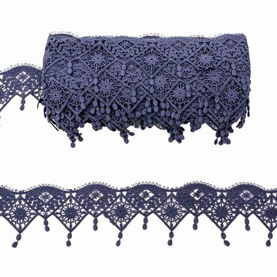 Кружево гипюр (плетёное) (матовое) 55 мм, с подвесками, 240 лаванда, 9.14 м