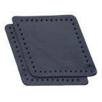 Заплатки пришивные из кожи, ромб 6х8,4см с перфорацией, 2 шт, 100% кожа, 05 темно-синий, 9115