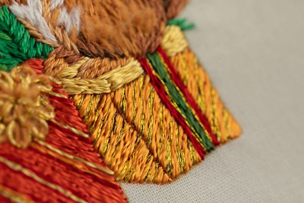 Набор для вышивания нитками Panna, Живая картина Бельчата украшают елку, 19х17 см